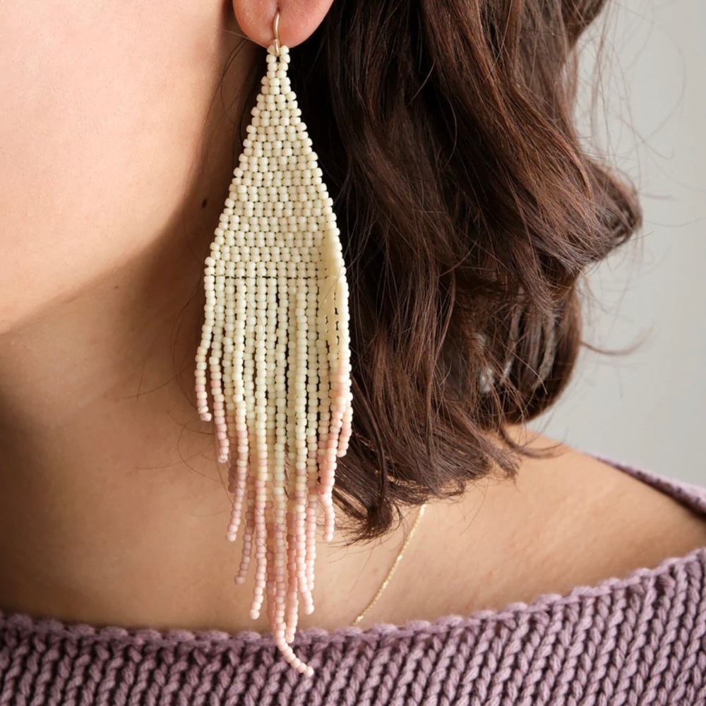 Salihah Moore large madder dip beaded earrings